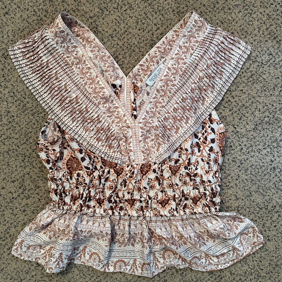 Bohemian Print Smocked Top - Picture 1 of 4